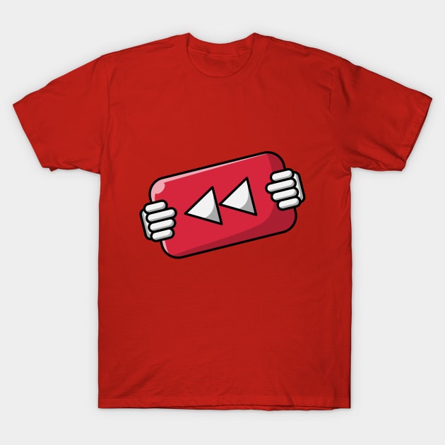 Hand Holding Rewind Button T-Shirt by KH Studio